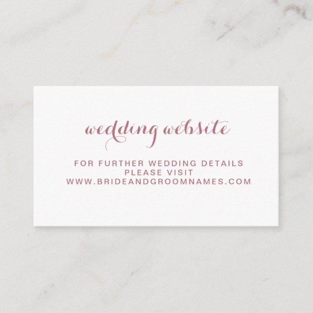 Rose Gold Minimal Simple Wedding Website Enclosure Card (Front)
