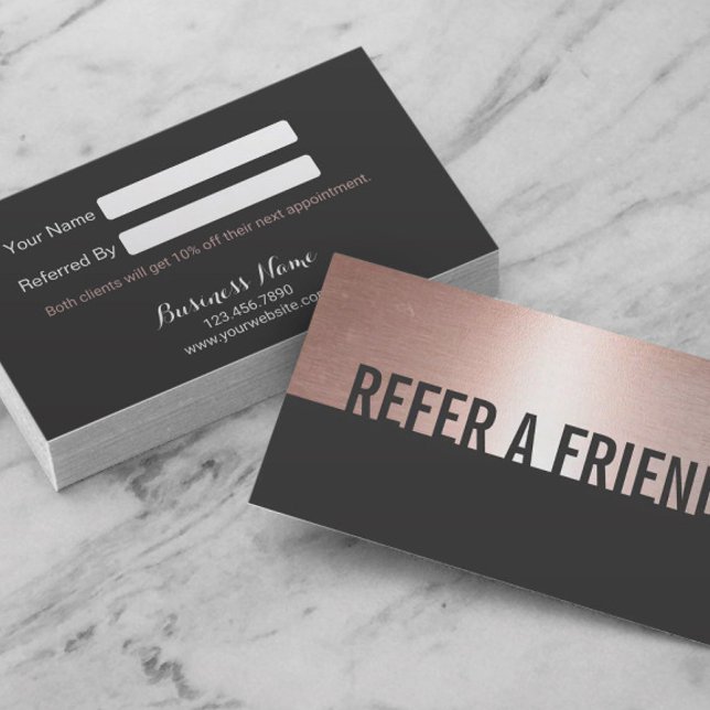 Rose Gold Minimalist Bold Beauty Salon Referral (Creator Uploaded)