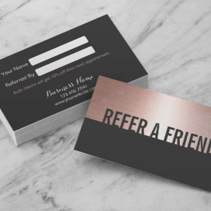 Rose Gold Minimalist Bold Beauty Salon Referral Card