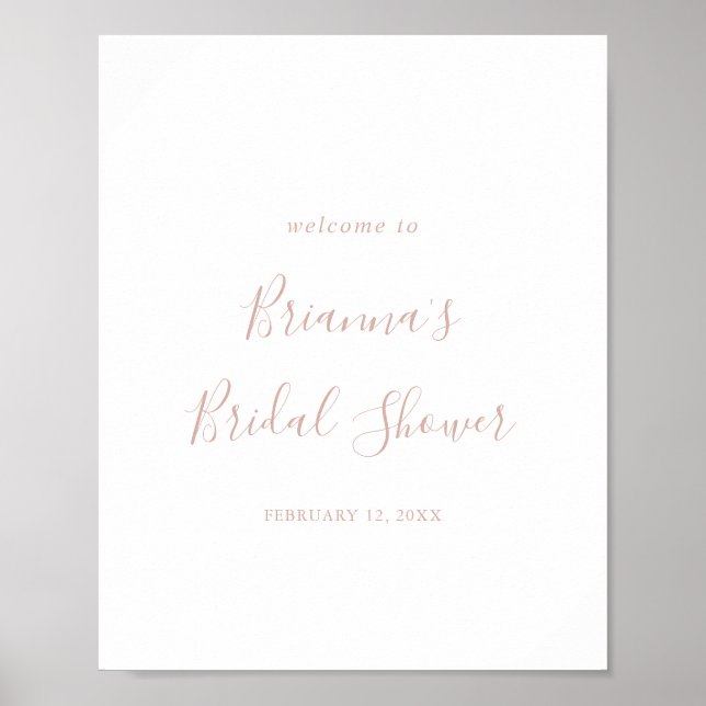 Rose Gold Minimalist Bridal Shower Welcome Poster (Front)