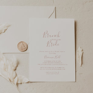Rose Gold Minimalist Brunch with the Bride Shower Invitation