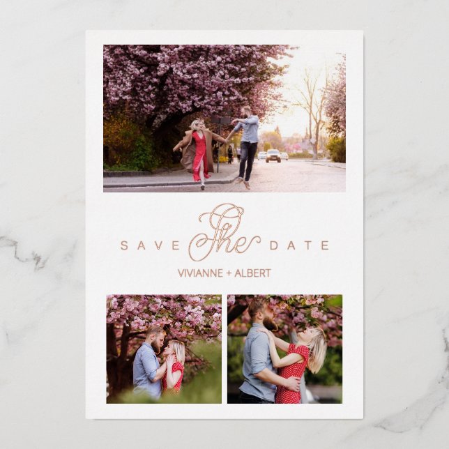 Rose Gold Minimalist Elegant 3 Photos  (Front)