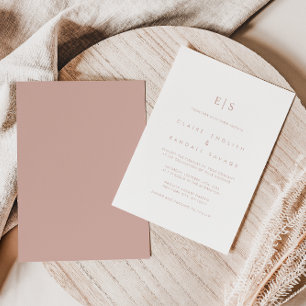 Rose Gold Minimalist Last Name Initial Wedding   Invitation