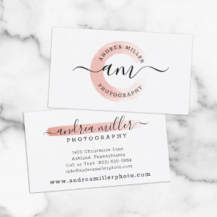 Rose Gold Minimalist Paint Swash Custom Logo Chic Business Card