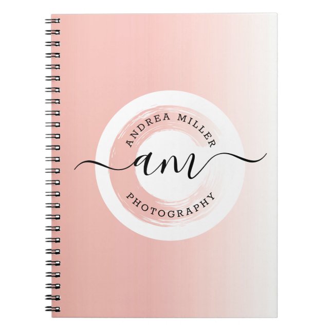 Rose Gold Minimalist Personalised Logo Elegant Notebook (Front)