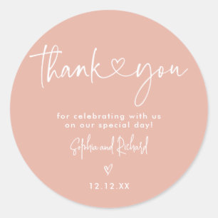 Rose Gold Minimalist Script Modern Wedding Classic Round Sticker