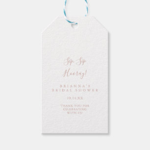 Rose Gold Minimalist Sip Sip Hooray Bridal Shower  Gift Tags