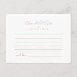 Rose Gold Minimalist Wedding Advice Card<br><div class="desc">This rose gold minimalist wedding advice card is perfect for a modern wedding. The design features a beautiful font in rose gold . These cards are perfect for a wedding, bridal shower, baby shower, graduation party & more. Personalise the cards with the names of the bride and groom, parents-to-be or...</div>