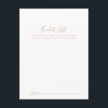 Rose Gold Minimalist Wedding Bucket List Cards<br><div class="desc">These rose gold minimalist wedding bucket list cards are the perfect activity for a modern wedding reception or bridal shower. The simple and elegant design features classic and fancy script typography in rose gold. 

Change the wording to suit any life event. Bucket list sign is sold separately.</div>