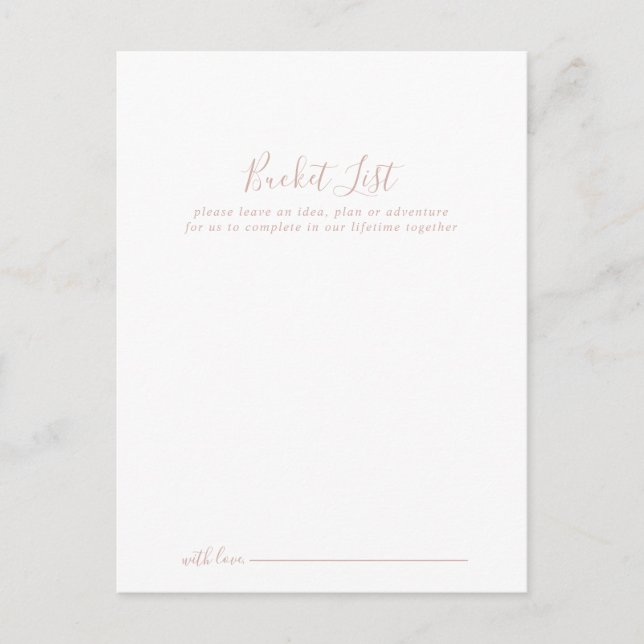 Rose Gold Minimalist Wedding Bucket List Cards (Front)