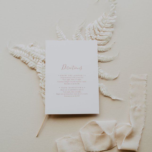 Rose Gold Minimalist Wedding Directions Enclosure Card (Creator Uploaded)