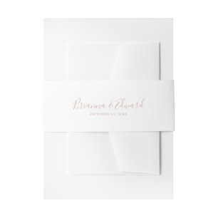 Rose Gold minimalist Wedding Invitation Belly Band