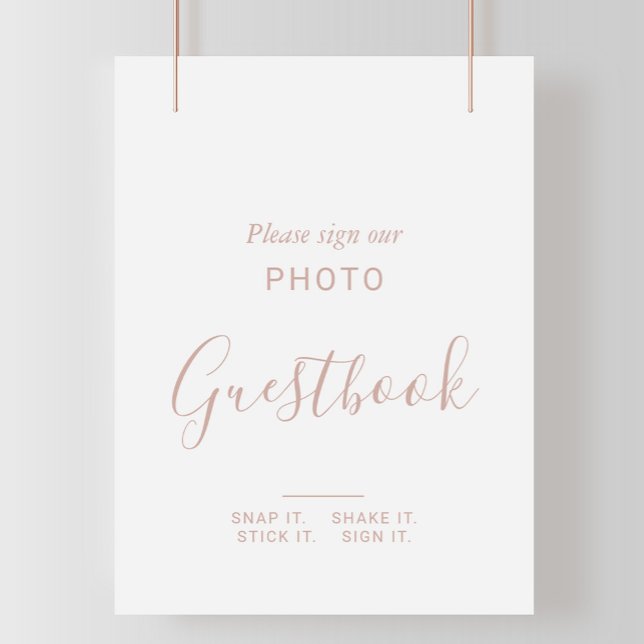 Rose Gold Minimalist Wedding Photo Guestbook Sign (Creator Uploaded)