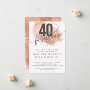 Rose Gold Minimalistic 40th Birthday Invitation