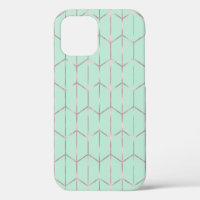 Rose Gold & Mint Chic Hexagon Geometric Glam