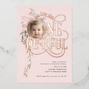 Rose gold Miss Onederful Girl 1st birthday photo
