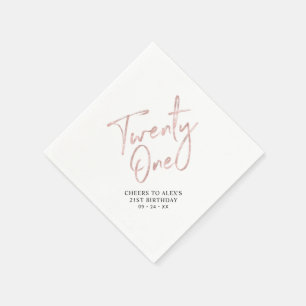 Rose Gold Modern Adult 21st Birthday Party Napkin