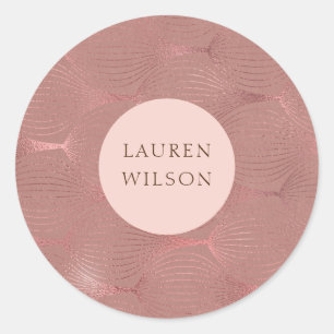 rose gold modern art deco classic round sticker