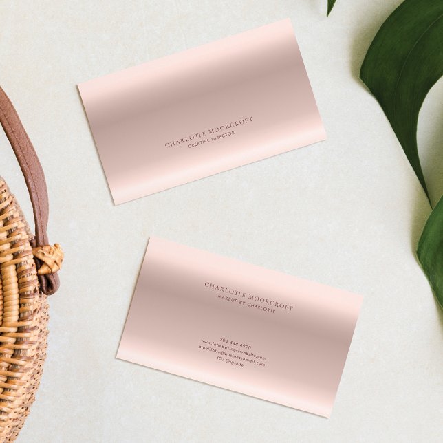 Rose Gold Modern Beauty and Makeup Business Card (Rose Gold Minimalist Elegant Business Card)