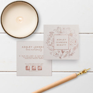 Rose Gold Modern Botanical Blush Social Media Square Business Card