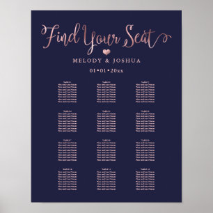 Rose Gold Modern Calligraphy Seating DIYbackground Poster