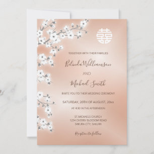  Rose Gold Modern Chinese Wedding  Invitation