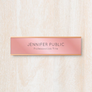 Rose Gold Modern Elegant Personalised Template Door Sign