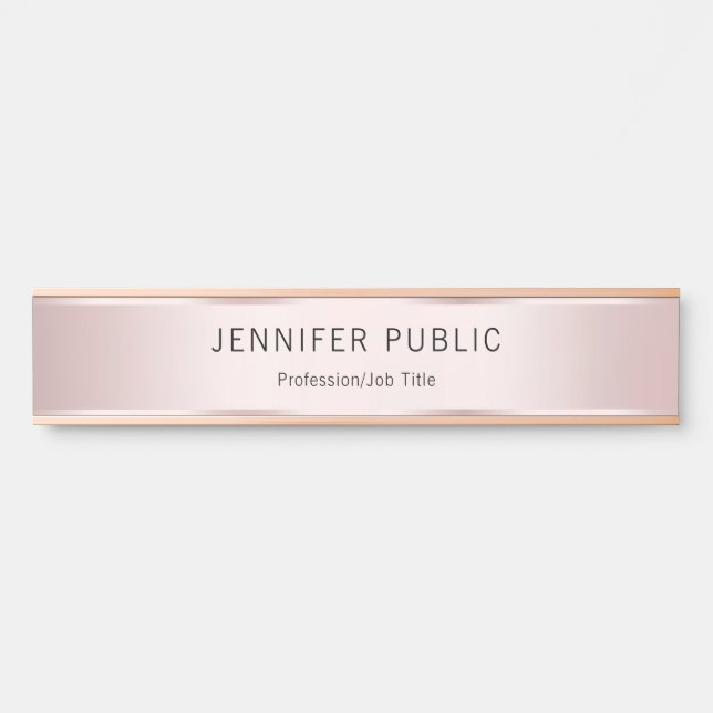 Rose Gold Modern Elegant Professional Name Home Door Sign (Front)