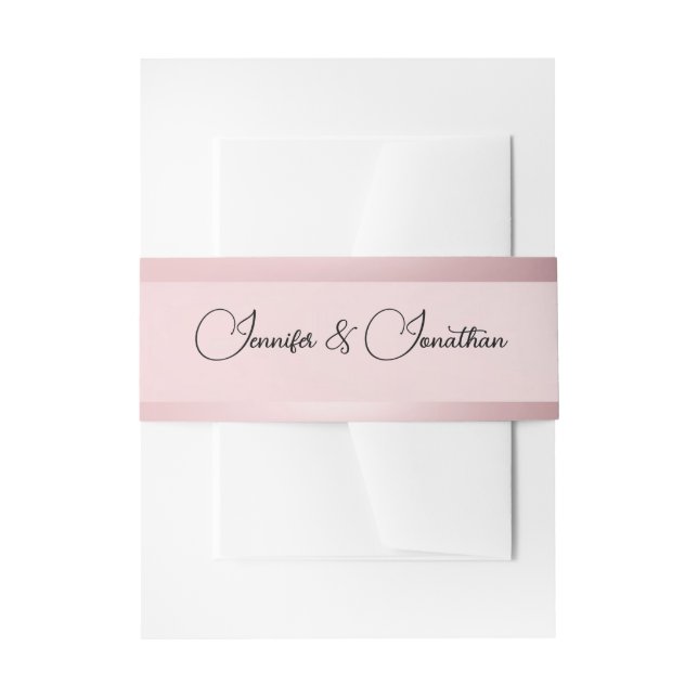 Rose Gold Modern Elegant Script Typography Invitation Belly Band (Front Example)