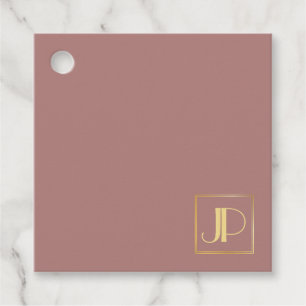 Rose Gold Modern Elegant Template Gold Monogram Favour Tags
