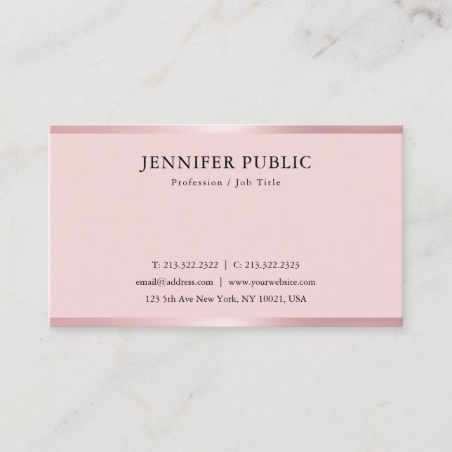 Rose Gold Modern Elegant Template Professional Business Card (Front)