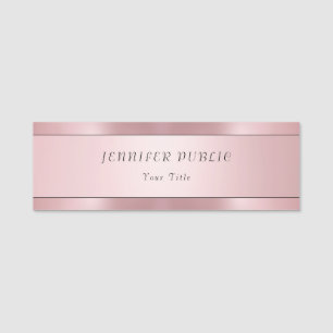 Rose Gold Modern Elegant Trendy Template Rectangle Name Tag