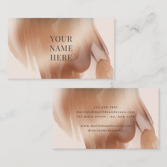 Rose gold modern elegant watercolor  business card (Front/Back)