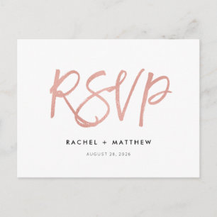 Rose Gold Modern Fairytale Wedding RSVP Postcard