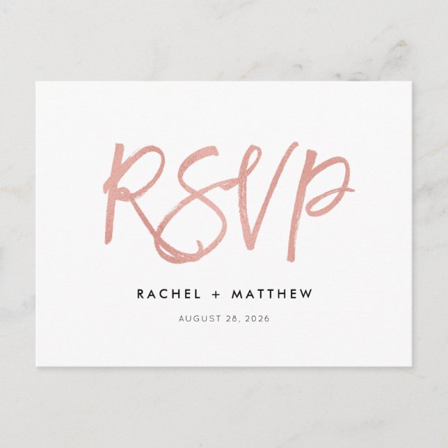 Rose Gold Modern Fairytale Wedding RSVP Postcard (Front)