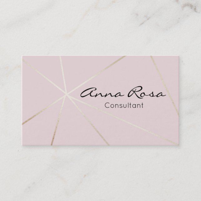 *~* Rose Gold Modern Foil Trendy Pink Geometric Business Card (Front)