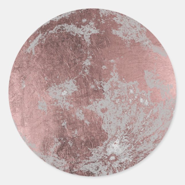 Rose Gold Modern Full Moon Classic Round Sticker (Front)
