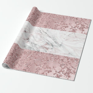 Rose Gold Modern Glam Marble & Glitter Decorative Wrapping Paper