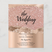 Rose Gold Modern Glamour Wedding Invite