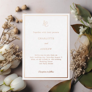 Rose gold modern monogram luxury wedding
