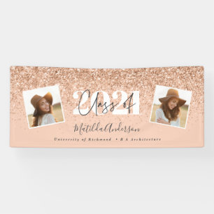 Rose gold modern multi photo stylish graduation banner