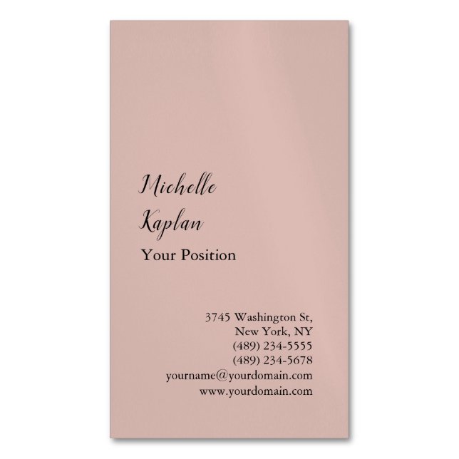Rose Gold Modern Professional Exclusive Magnetic Business Card (Front Vertical)