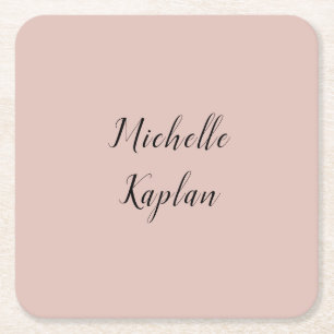 Rose Gold Modern Professional Exclusive Name Square Paper Coaster