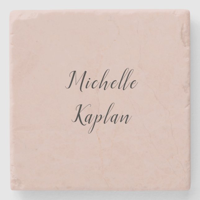 Rose Gold Modern Professional Exclusive Name Stone Coaster (Front)