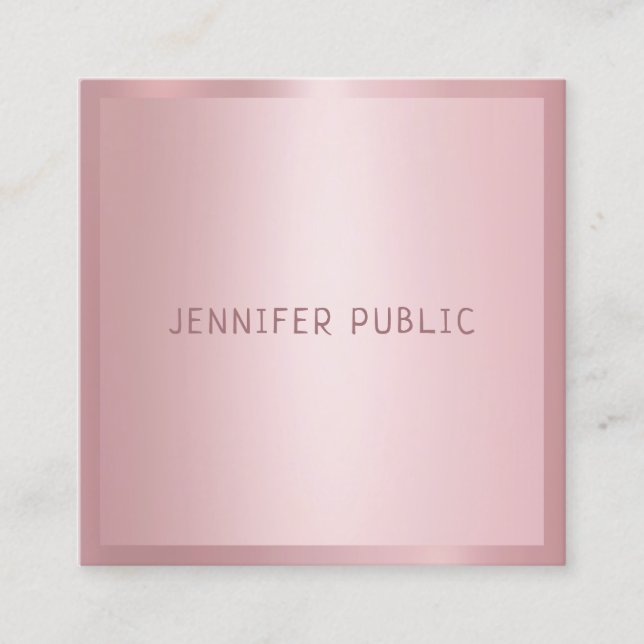 Rose Gold Modern Professional Template Elegant Square Business Card (Front)