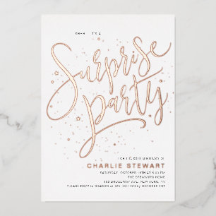 Rose Gold Modern Script Any Age Surprise Party
