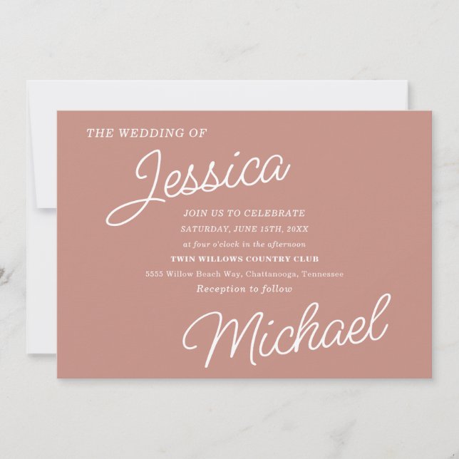 Rose Gold Modern Script Minimalist Stylish  Invitation (Front)
