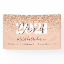 Rose gold modern script stylish graduation banner
