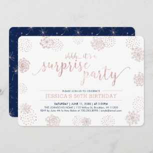 Rose Gold   Modern Surprise 50th Birthday Party Invitation