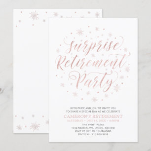 Rose gold   Modern Surprise Retirement Party Invitation